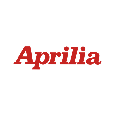1970 Aprilia logo: bold red italic serif wordmark with high stroke contrast and ball terminals