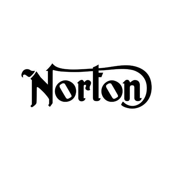 The Norton curly N logo: a black script Norton whose N sends a long stroke across the top of the word, crossing the t, and curling down around the final n